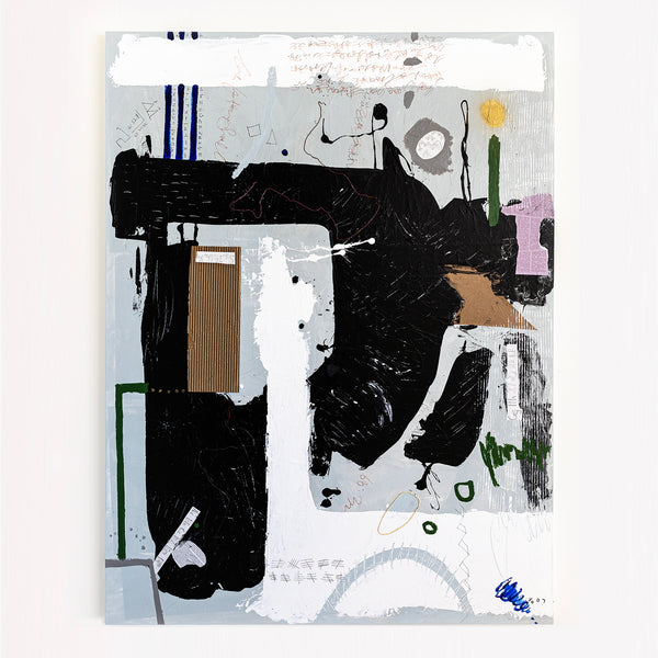 Black & White Abstract Modern Original Painting, Canvas Art of Explores Conscious Existence | Edge of conciousness (54"x72")