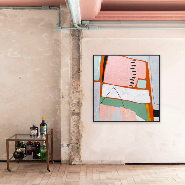 Vibrant Modern Abstract Original Painting, Canvas Wall Art Infusing Spaces with Lively Energy | Edith (Square Ver.)