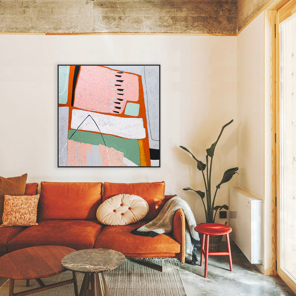 Vibrant Modern Abstract Original Painting, Canvas Wall Art Infusing Spaces with Lively Energy | Edith (Square Ver.)
