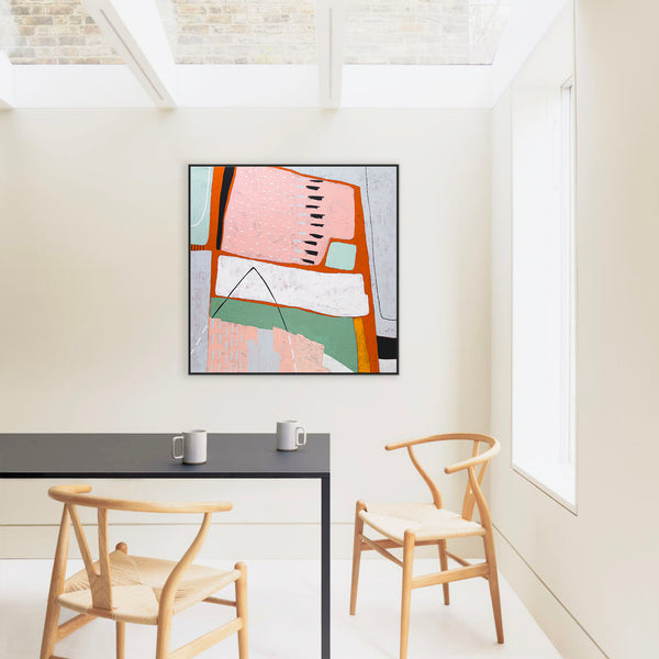 Vibrant Modern Abstract Original Painting, Canvas Wall Art Infusing Spaces with Lively Energy | Edith (Square Ver.)