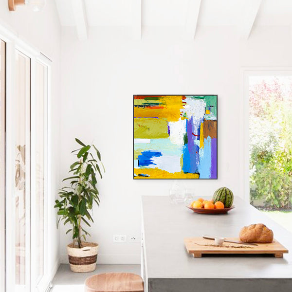 Original Modern Abstract Painting with Vibrant Colors and Expressive Brush Strokes | Epoche II (36"x36")