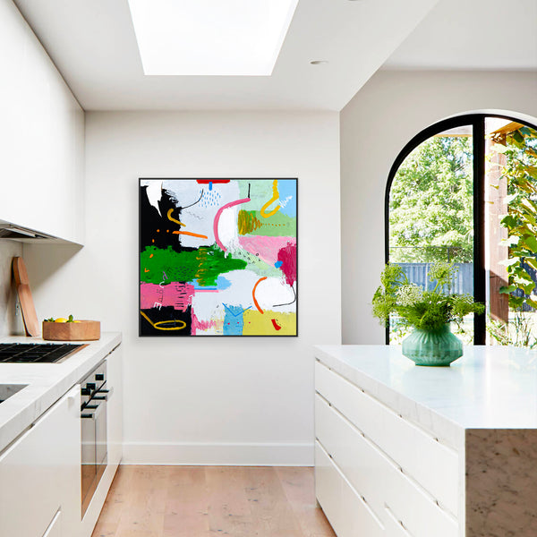 Original Abstract Painting with Dynamic Composition and Strong Colors, Modern Contemporary Art | Epoche I (40"x40")