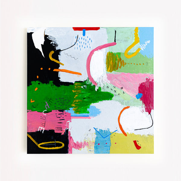 Original Abstract Painting with Dynamic Composition and Strong Colors, Modern Contemporary Art | Epoche I (40"x40")