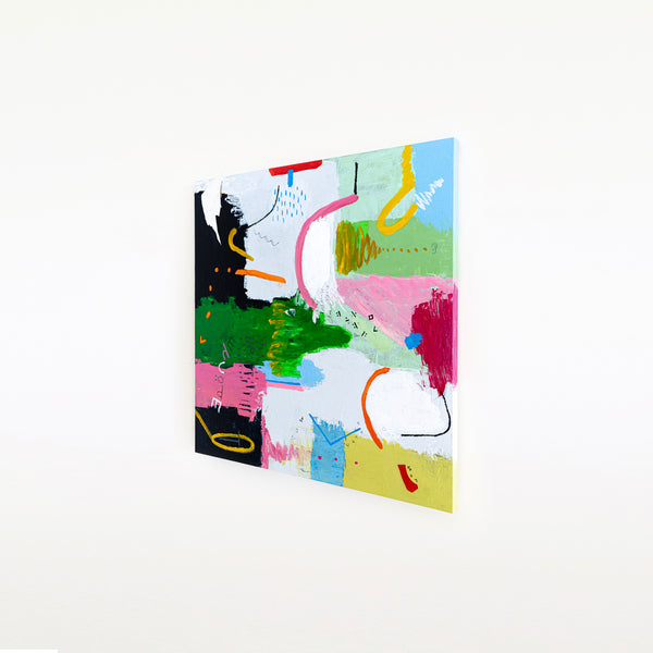 Original Abstract Painting with Dynamic Composition and Strong Colors, Modern Contemporary Art | Epoche I (40"x40")