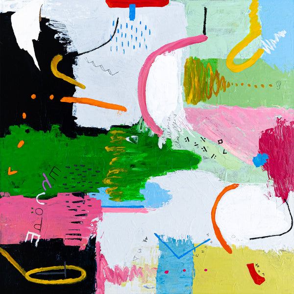 Original Abstract Painting with Dynamic Composition and Strong Colors, Modern Contemporary Art | Epoche I (40"x40")