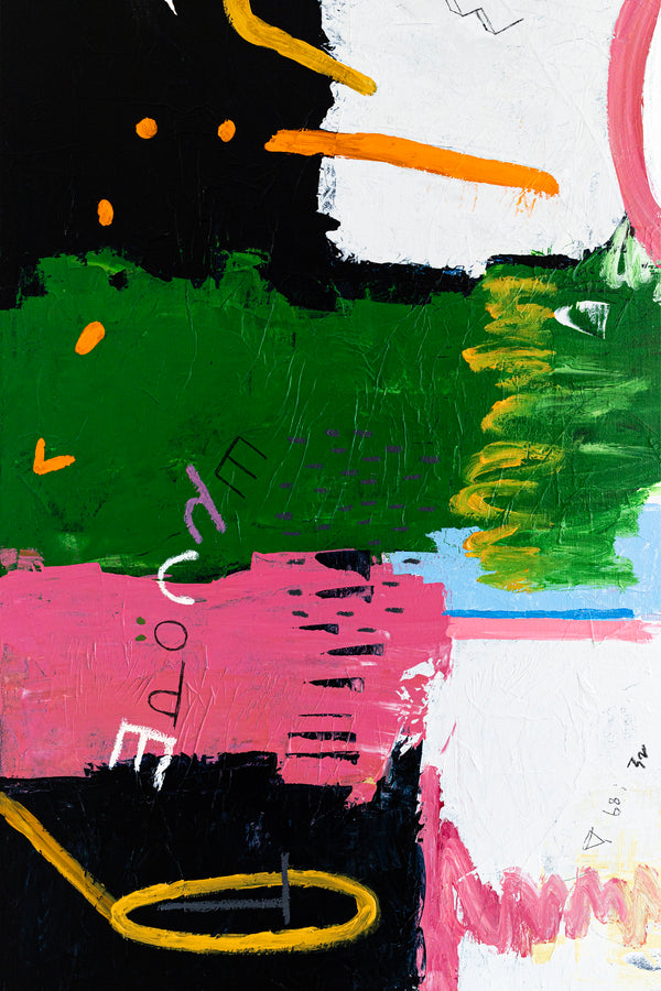 Original Abstract Painting with Dynamic Composition and Strong Colors, Modern Contemporary Art | Epoche I (40"x40")