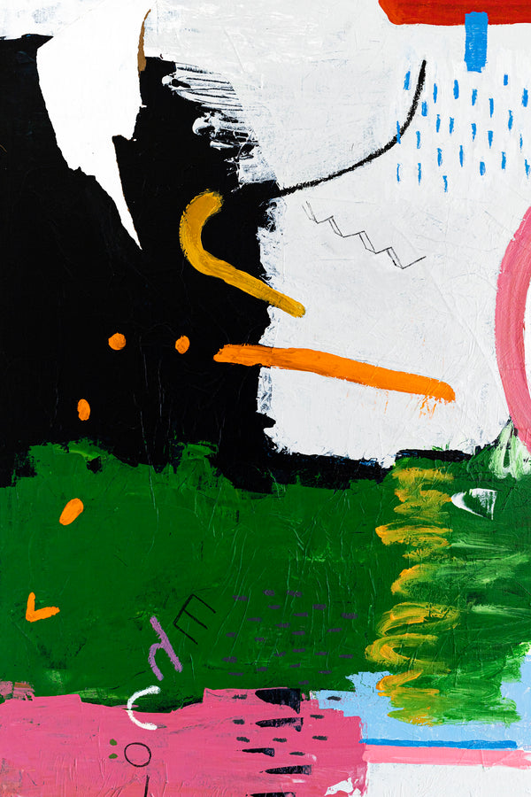 Original Abstract Painting with Dynamic Composition and Strong Colors, Modern Contemporary Art | Epoche I (40"x40")