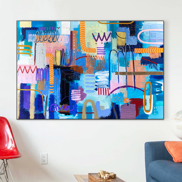 Liberating Display of Bold Composition and Color in Wide Modern Abstract Original Painting | Ergo (72"x50")
