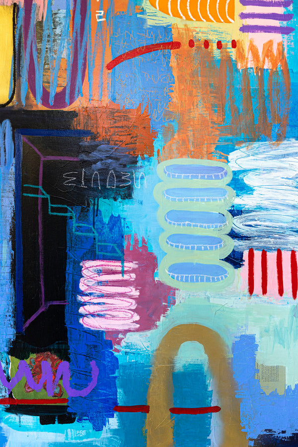 Liberating Display of Bold Composition and Color in Wide Modern Abstract Original Painting | Ergo (72"x50")