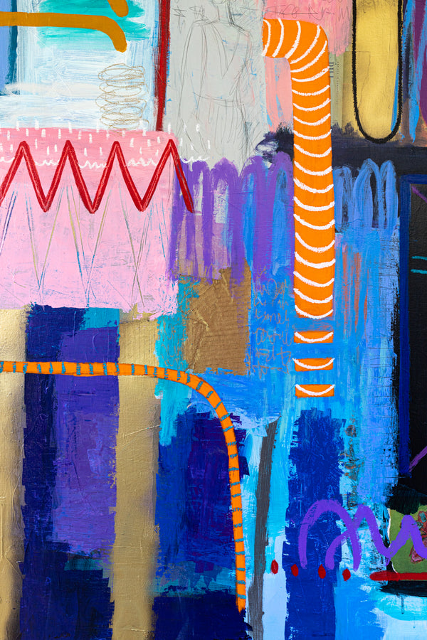 Liberating Display of Bold Composition and Color in Wide Modern Abstract Original Painting | Ergo (72"x50")