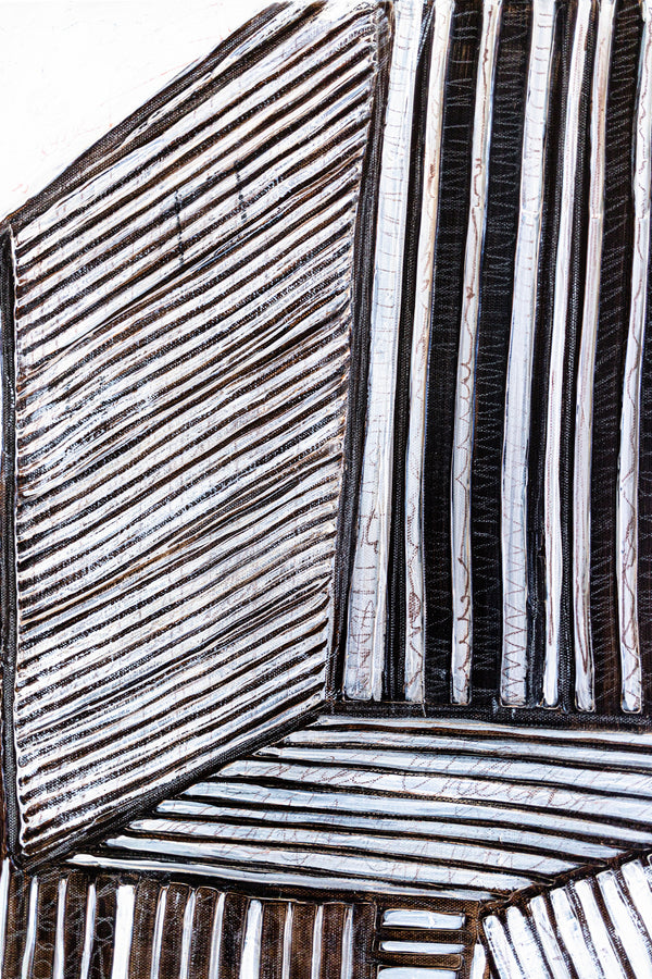 Minimalist Large Original Abstract Painting in Acrylic, Black & White Modern Contemporary Canvas Wall Art | Es III