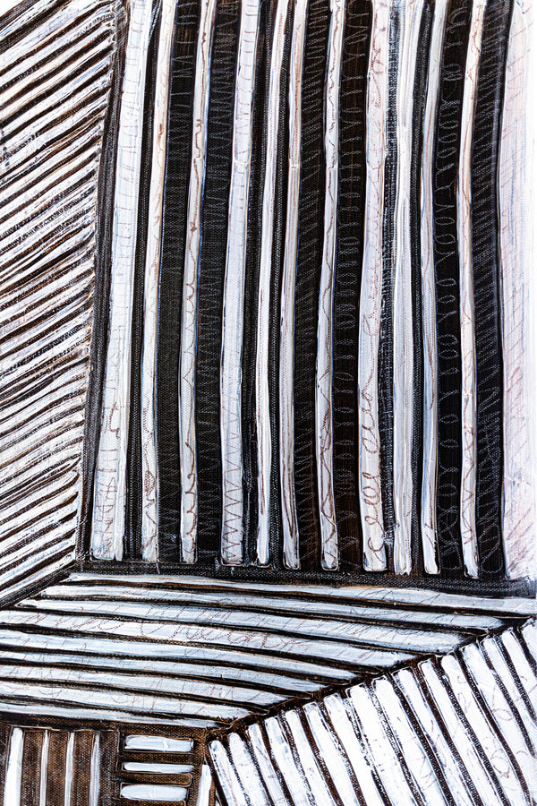 Minimalist Large Original Abstract Painting in Acrylic, Black & White Modern Contemporary Canvas Wall Art | Es III