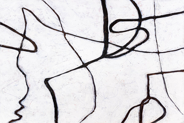 Minimalist Large Original Abstract Acrylic Painting, Black & White Modern Canvas Wall Art | Es I (Horizontal Ver.)