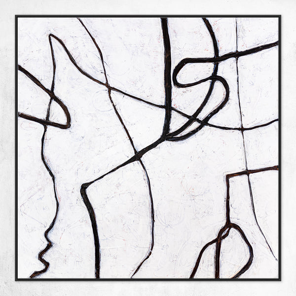 Minimalist Large Original Abstract Acrylic Painting, Black & White Modern Contemporary Canvas Wall Art | Es I