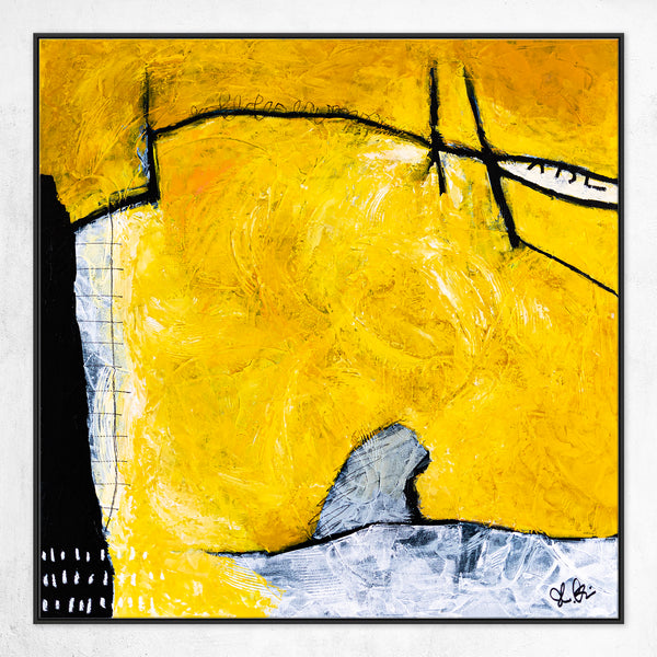 Yellow Original Abstract Painting in Acrylic, Large Modern Canvas Wall Art, Striking Brush Strokes | Espoir