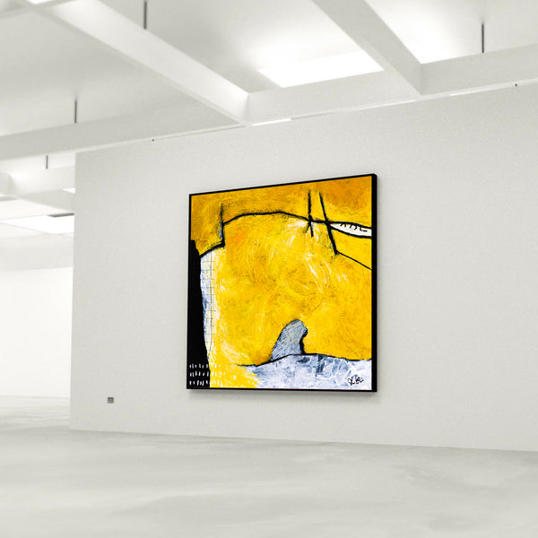 Yellow Original Abstract Painting in Acrylic, Large Modern Canvas Wall Art, Striking Brush Strokes | Espoir