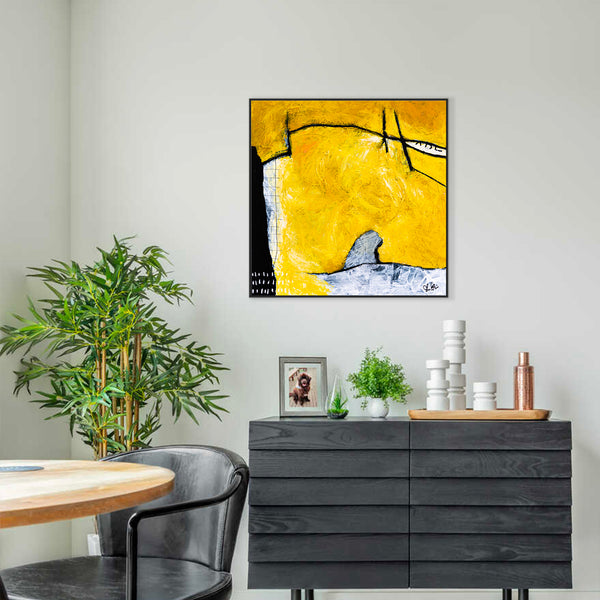 Original Abstract Painting Yellow Modern Canvas Wall Art, Striking Brush Strokes | Espoir (24"x24")