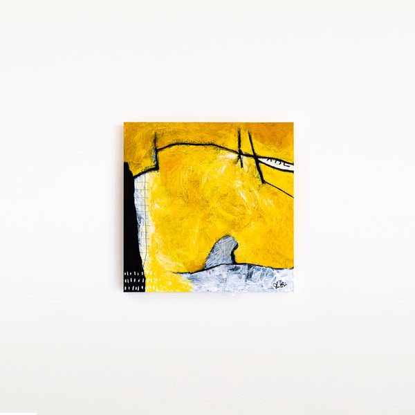 Original Abstract Painting Yellow Modern Canvas Wall Art, Striking Brush Strokes | Espoir (24"x24")