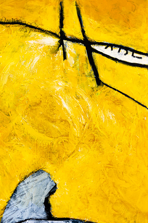 Yellow Original Abstract Painting in Acrylic, Large Modern Canvas Wall Art, Striking Brush Strokes | Espoir