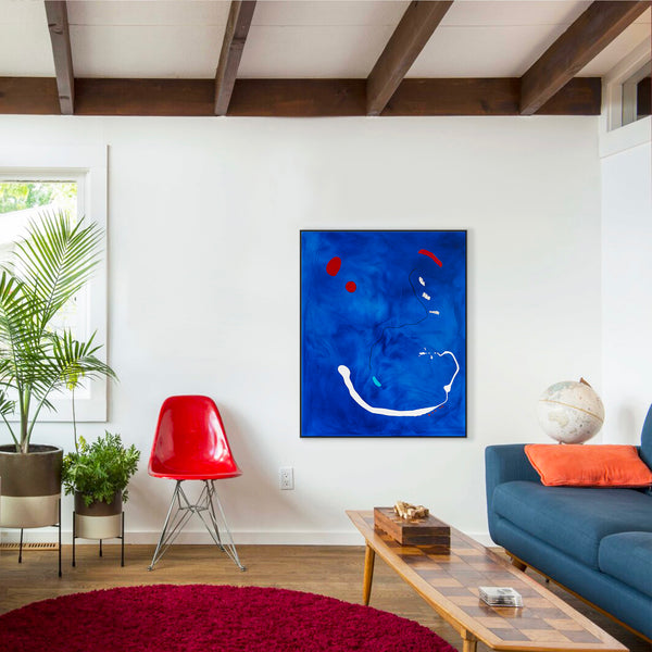 Blue-Toned Original Abstract Oil & Acrylic Painting, Modern Abstract Wall Art Celebrating the Beauty of Blank Space | Esse (32"x40")