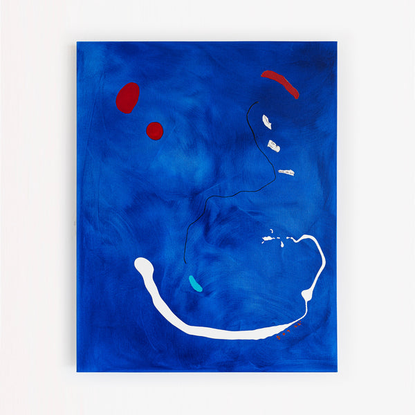 Blue-Toned Original Abstract Oil & Acrylic Painting, Modern Abstract Wall Art Celebrating the Beauty of Blank Space | Esse (32"x40")