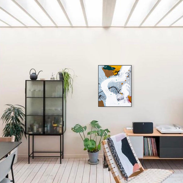 Dynamic Expressions in Modern Abstract Painting, Yellow Accents Contemporary Canvas Art | Estar (24"x30")