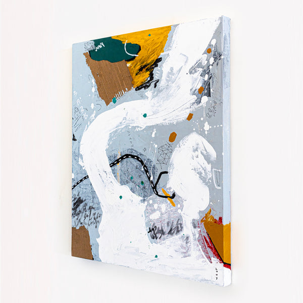 Dynamic Expressions in Modern Abstract Painting, Yellow Accents Contemporary Canvas Art | Estar (24"x30")