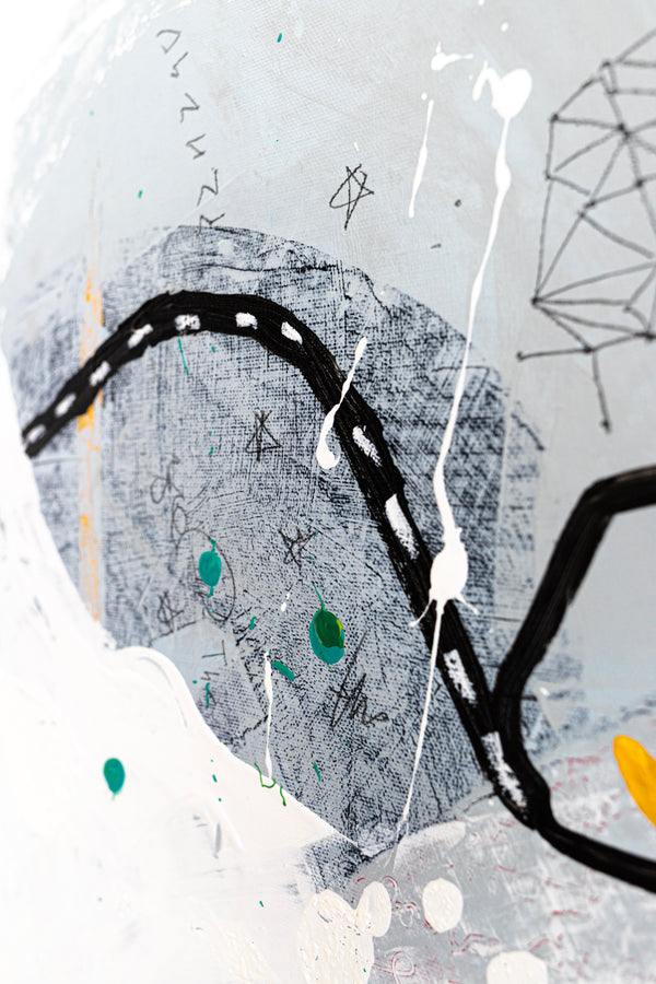 Dynamic Expressions in Modern Abstract Painting, Yellow Accents Contemporary Canvas Art | Estar (24"x30")