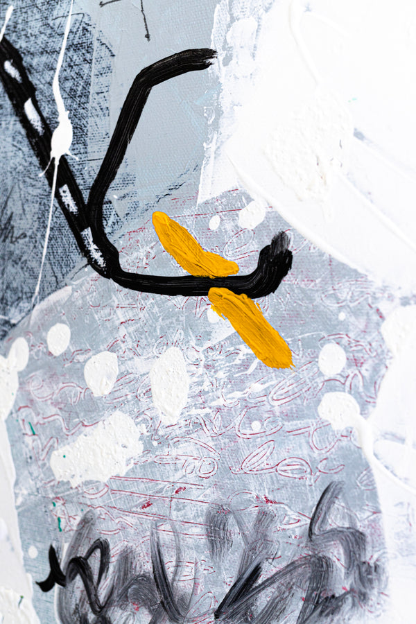 Dynamic Expressions in Modern Abstract Painting, Yellow Accents Contemporary Canvas Art | Estar (24"x30")