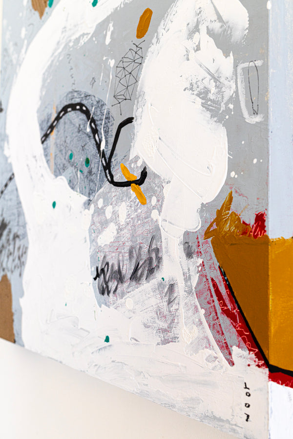 Dynamic Expressions in Modern Abstract Painting, Yellow Accents Contemporary Canvas Art | Estar (24"x30")