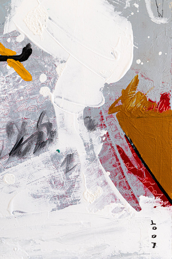 Dynamic Expressions in Modern Abstract Painting, Yellow Accents Contemporary Canvas Art | Estar (24"x30")