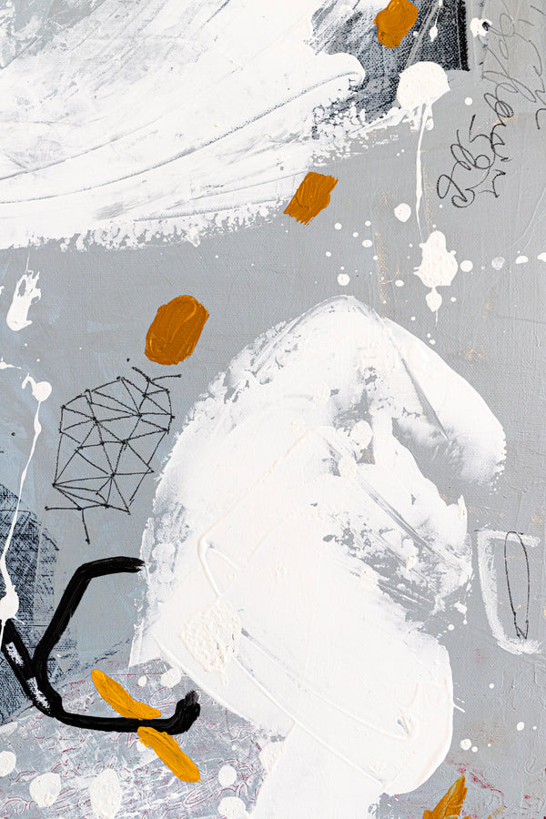 Dynamic Expressions in Modern Abstract Painting, Yellow Accents Contemporary Canvas Art | Estar (24"x30")