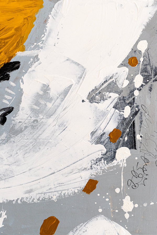 Dynamic Expressions in Modern Abstract Painting, Yellow Accents Contemporary Canvas Art | Estar (24"x30")