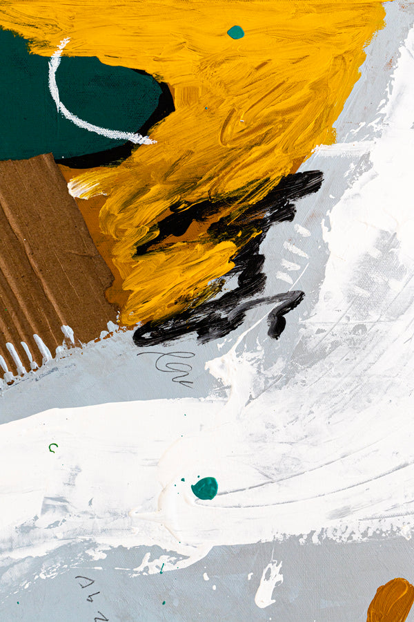 Dynamic Expressions in Modern Abstract Painting, Yellow Accents Contemporary Canvas Art | Estar (24"x30")