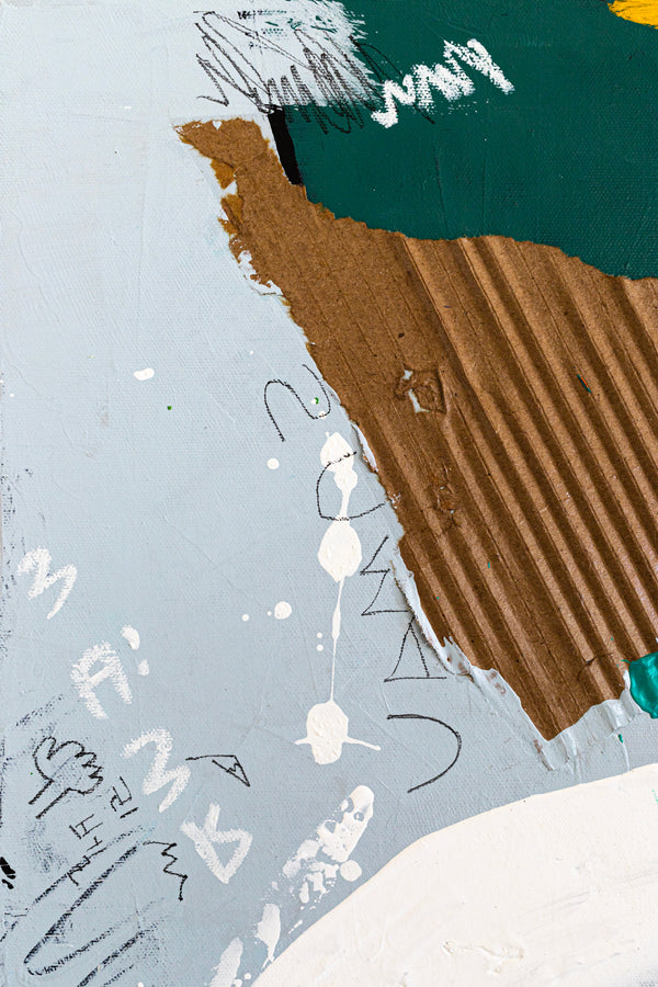 Dynamic Expressions in Modern Abstract Painting, Yellow Accents Contemporary Canvas Art | Estar (24"x30")