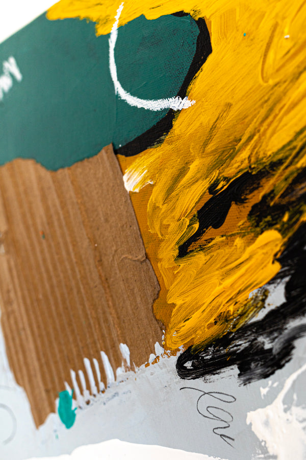 Dynamic Expressions in Modern Abstract Painting, Yellow Accents Contemporary Canvas Art | Estar (24"x30")