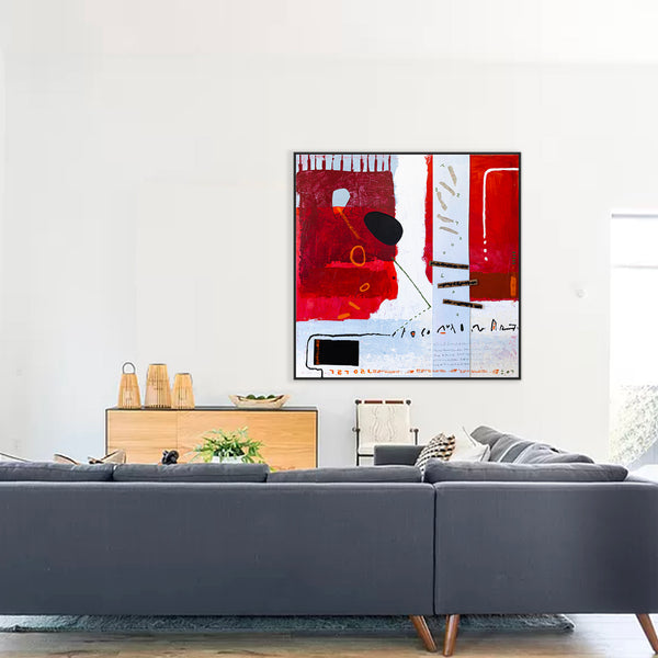 Communication Through Modern Abstract Expressionism Original Painting, Mixed Media Canvas Wall Art | Ex animo (48"x48")