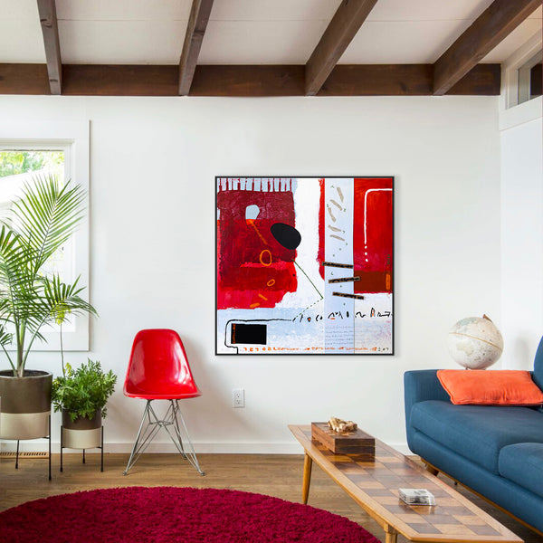Communication Through Modern Abstract Expressionism Original Painting, Mixed Media Canvas Wall Art | Ex animo (48"x48")