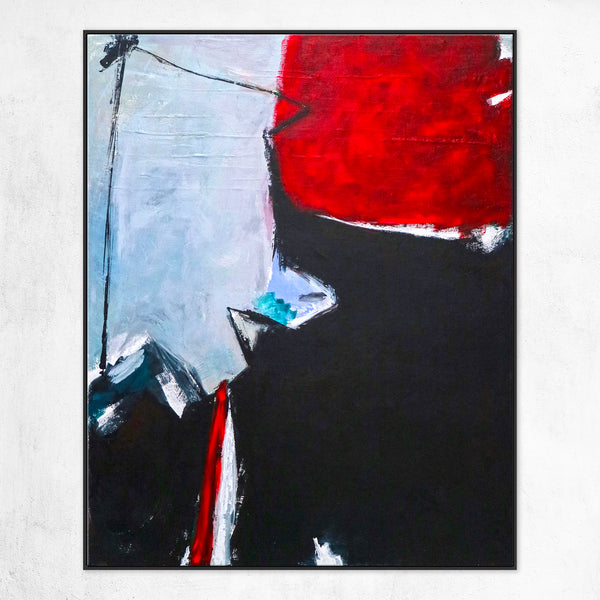 Expressionist Abstract Original Acrylic Painting, Red & Black Modern Canvas Wall Art | The unbearable lightness