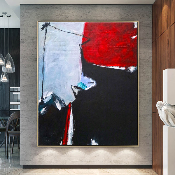 Expressionist Abstract Original Acrylic Painting, Red & Black Modern Canvas Wall Art | The unbearable lightness