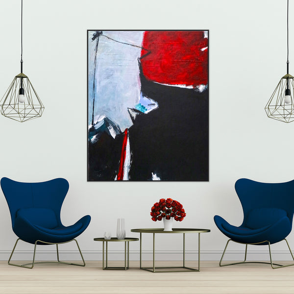 Expressionist Abstract Original Acrylic Painting, Red & Black Modern Canvas Wall Art | The unbearable lightness