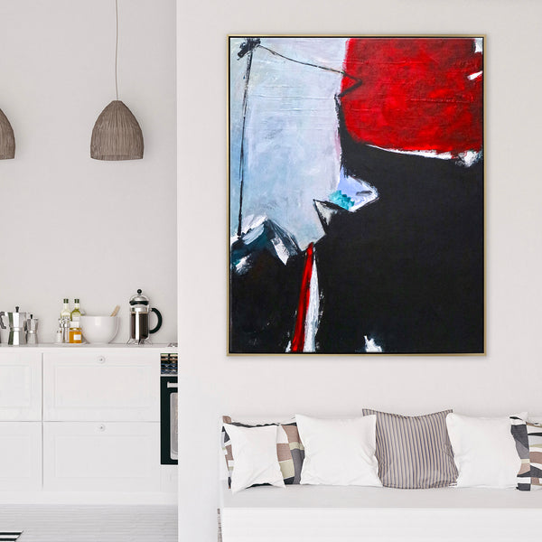 Expressionist Abstract Original Acrylic Painting, Red & Black Modern Canvas Wall Art | The unbearable lightness
