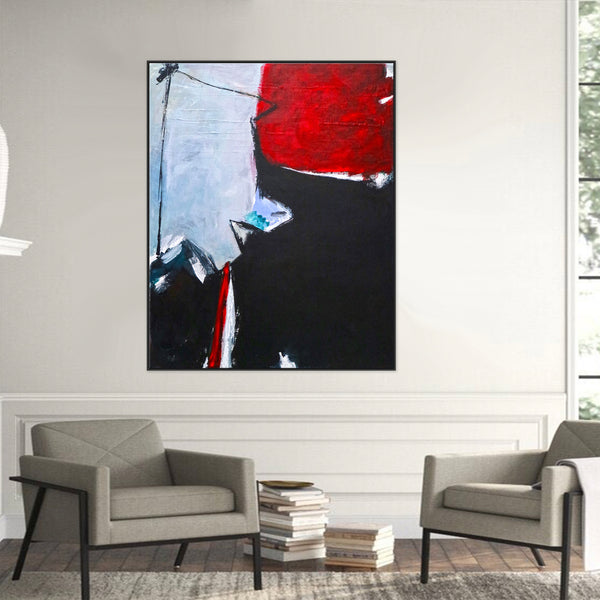 Expressionist Abstract Original Acrylic Painting, Red & Black Modern Canvas Wall Art | The unbearable lightness