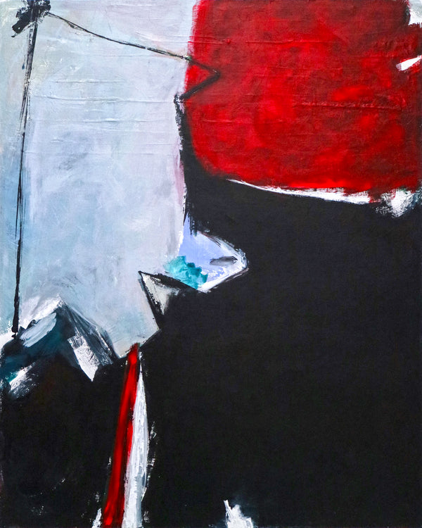 Expressionist Abstract Original Acrylic Painting, Red & Black Modern Canvas Wall Art | The unbearable lightness