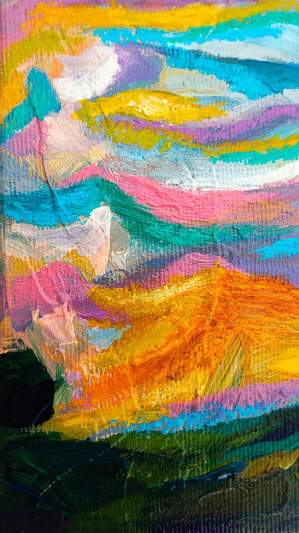 Abstract Painting Original, Expressionism in Modern Abstract Wall Art |  Farbe II (12"x9.5")
