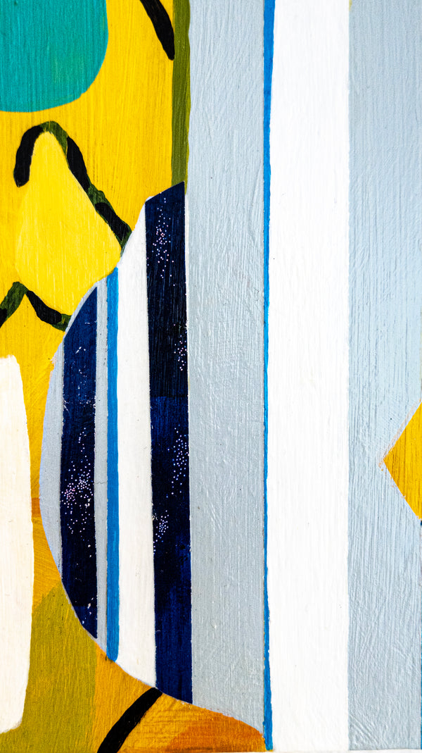 Abstract Painting – Original Wall Art – Acrylic Oil Painting on Wood Block – Modern Contemporary Painting – "Febur" – 8"x8" (20x20cm)