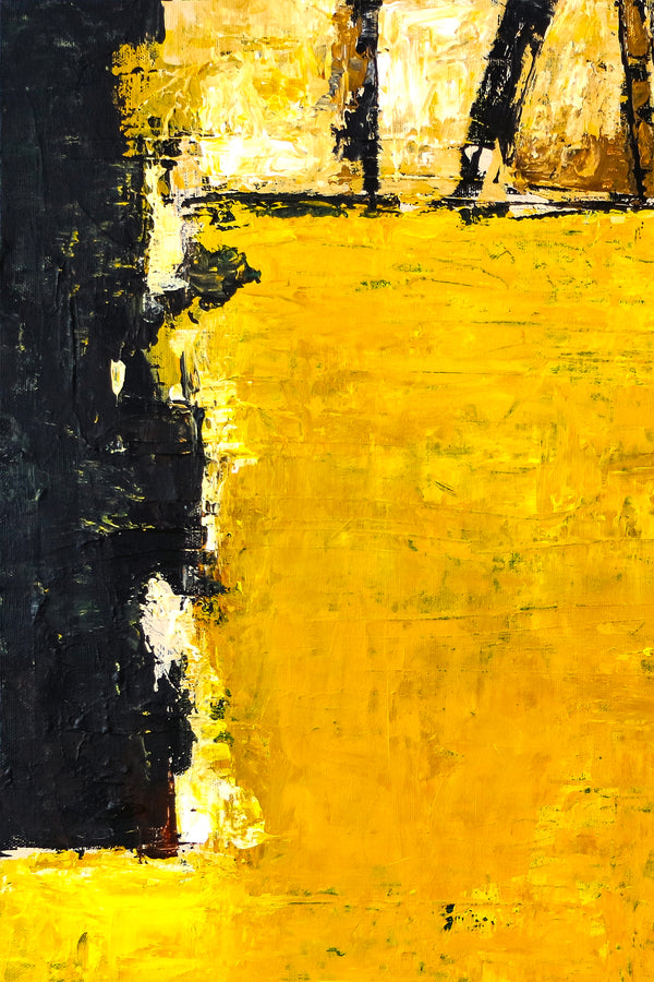 Yellow Expressionist of Original Abstract Acrylic Painting, Modern Canvas Wall Art | Field of yellow (Square Ver.)