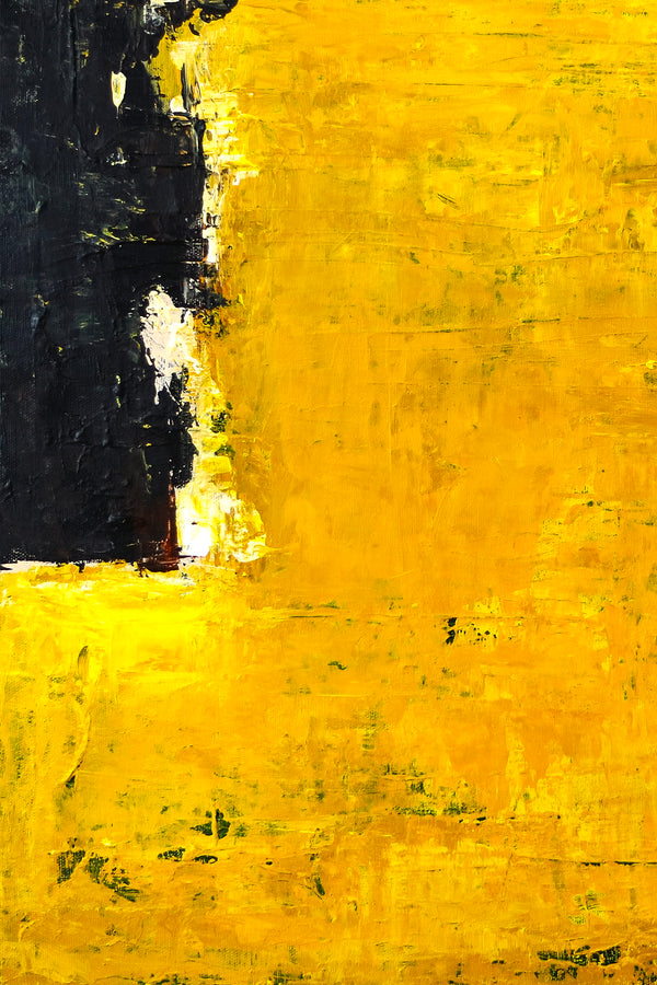 Yellow Expressionist of Original Abstract Acrylic Painting, Modern Canvas Wall Art | Field of yellow (Square Ver.)