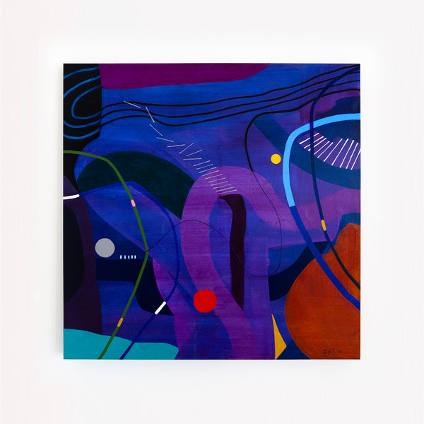Large Original Abstract Unique Painting Mixed Media Modern Canvas Wall Art | Flustern de la nuit (48"x48")