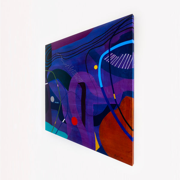 Large Original Abstract Unique Painting Mixed Media Modern Canvas Wall Art | Flustern de la nuit (48"x48")